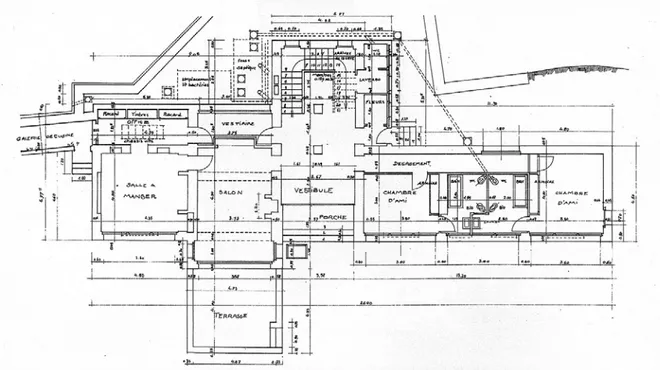 Fig. 55 - Planta Executiva de Leon David, pavimento térreo, de acordo com projeto de Mallet-Stevens de abril de  1924.