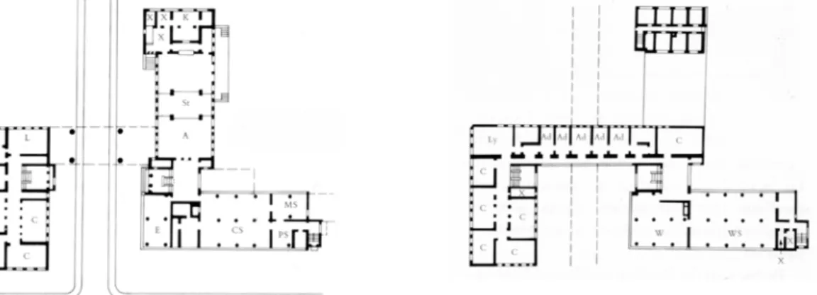 Fig. 64 – Planta do térreo.  A- auditório, C- sala de aula, CS-  Fig. 65– Planta do 1 o  pavimento