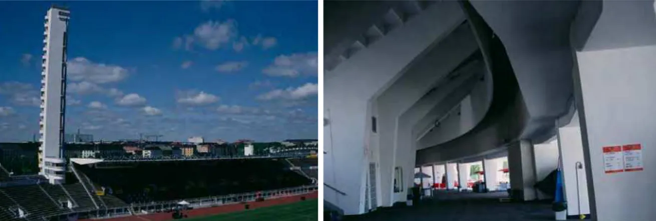 Fig. 83- Olympic Stadium, vista geral.  Fig. 84- Olympic Stadium, detalhe estrutura de concreto  armado arquibancadas