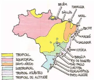 Figura 3.2: Regiões Climáticas do Brasil  Fonte: Lamberts et al (1997) 