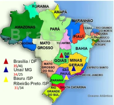 Figura 17 - Distribuição  da  amostra  por  região  no  Brasil  onde  os  afastamentos  pela  doença  são  maiores