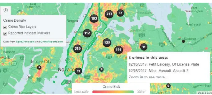 Figura 10: Mapa de calor dos crimes de Nova York, retirado do site Trulia 