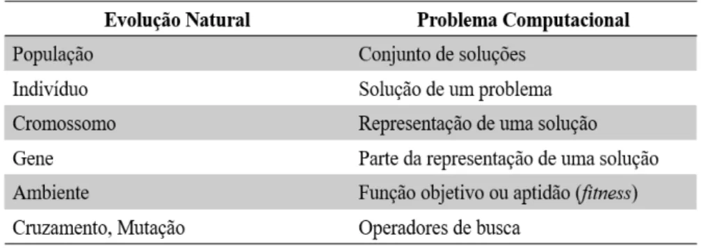Tabela 2: Analise do vocabulário do AG x problema computacional 