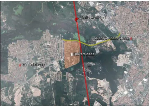 Figura 18 - Fronteira entre a Zona Oeste de Aracaju e município de São  Cristóvão. 