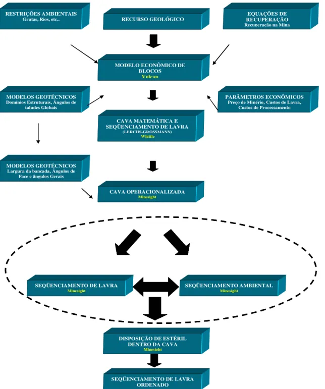 Figura 8 – Fluxograma da metodologia geral do planejamento de lavra  Fonte – Carvalho e De Tomi, 2009 