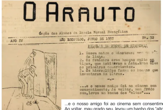 Figura 7 - Charge no jornal estudantil “O Arauto” (junho de 1957, p. 06, nº 32) 