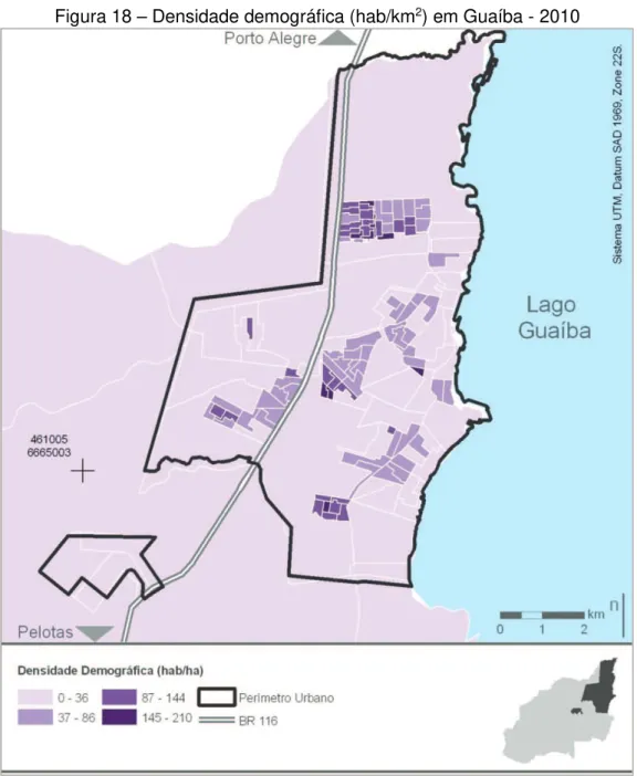 Figura 18 – Densidade demográfica (hab/km 2 ) em Guaíba - 2010 