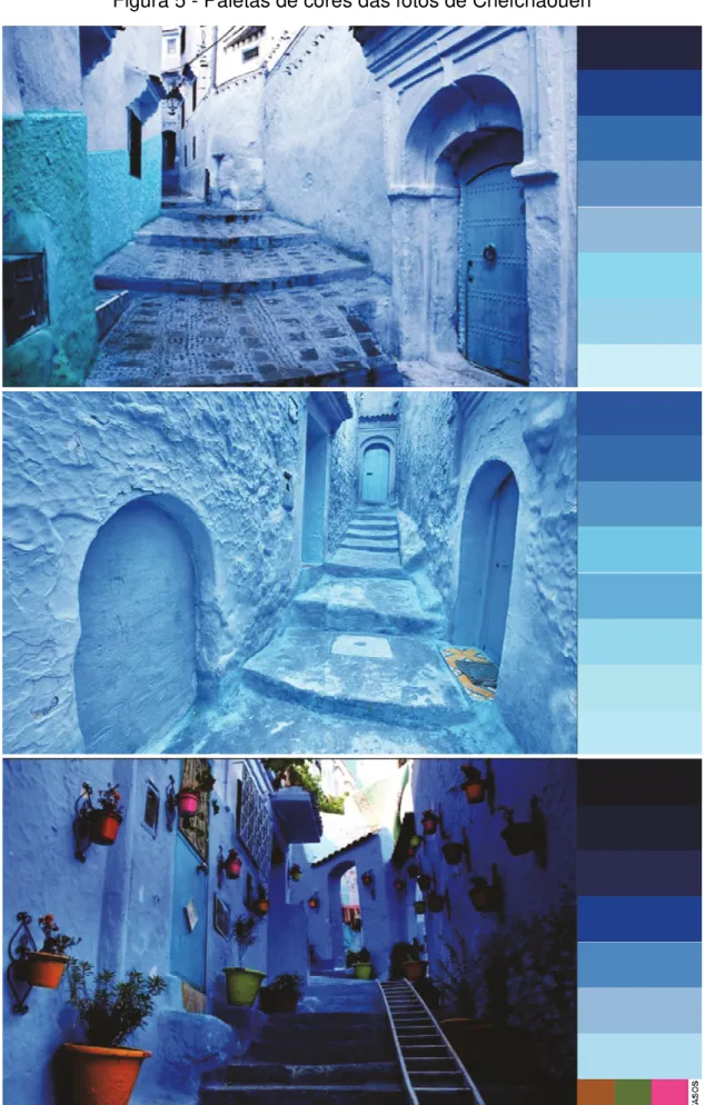 Figura 5 - Paletas de cores das fotos de Chefchaouen 