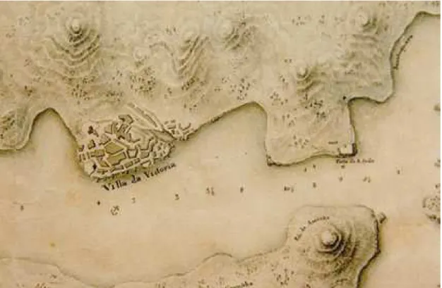 Figura  3  –  Detalhe  do  “Plano  da  cidade  do  Rio  de  Janeiro,  com  a  parte  mais  essencial  do  seu  porto  e  todos  os  lugares  forteficados”
