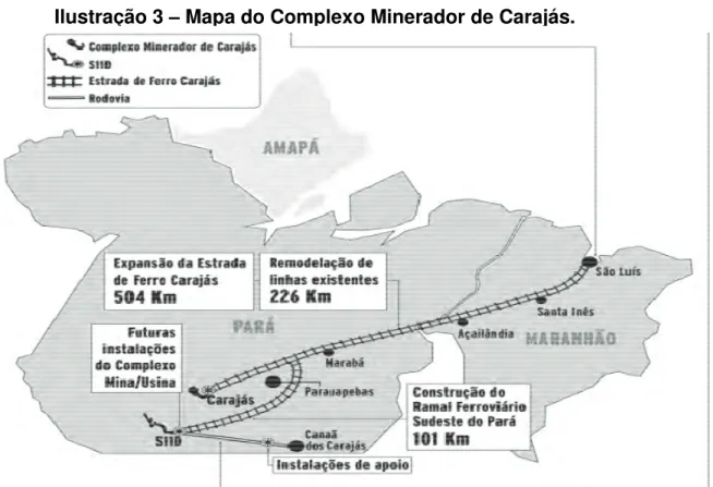 Ilustração 3 – Mapa do Complexo Minerador de Carajás.  