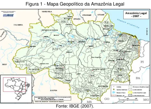 Figura 1 - Mapa Geopolítico da Amazônia Legal 