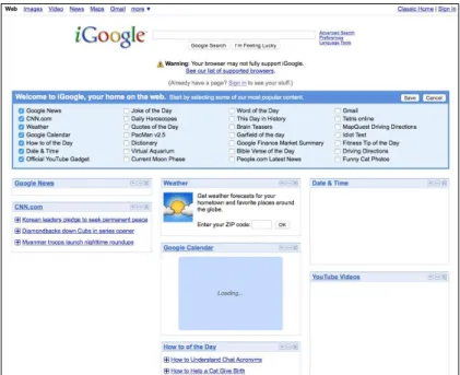 Figura 5 - A interface do iGoogle em outubro de 2007. 