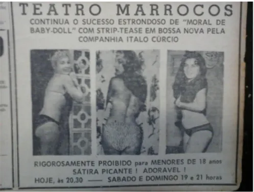 Figura 9: Diario de Pernambuco 07/10/1960. Um dos muitos cartazes de  strip tease da época