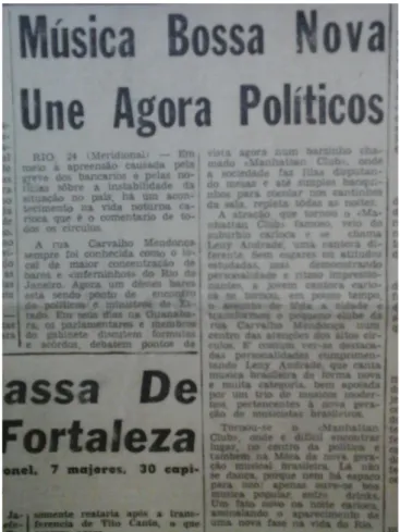 Figura 10: Diario de Pernambuco 25/10/1961. Primeira página do jornal,  algo muito inusitado na época em se tratando de música