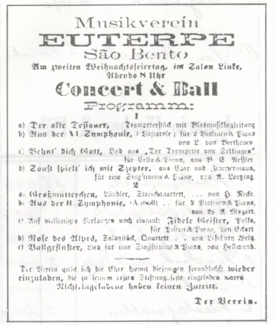 Figura 1  –  Programa executado no segundo dia de Natal de 1900 pela Musikverein Euterpe, no Salão                      Linke 