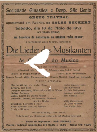 Figura 7  –  Peça teatral Die Lieder des Musikanten, apresentada em 10 de maio de 1952  Fonte: Arquivo da Escola de Música Donaldo Ritzmann (p- OS 02) 