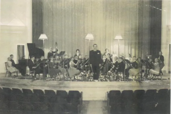 Figura 9  –  Foto da primeira apresentação da Orquestra Juvenil da Soc. Ginástica, em 15 de junho de                  1955, no Cine Brasil