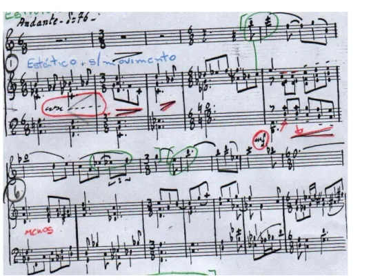 Figura 3  –  Compassos 1 a 12  –  Textura quartal na parte do piano,  principalmente na mão esquerda