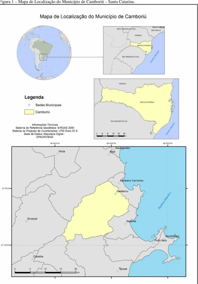 Figura 1 – Mapa de Localização do Município de Camboriú – Santa Catarina.