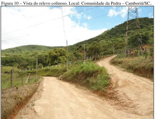 Figura 10 – Vista do relevo colinoso. Local: Comunidade da Pedra – Camboriú/SC..