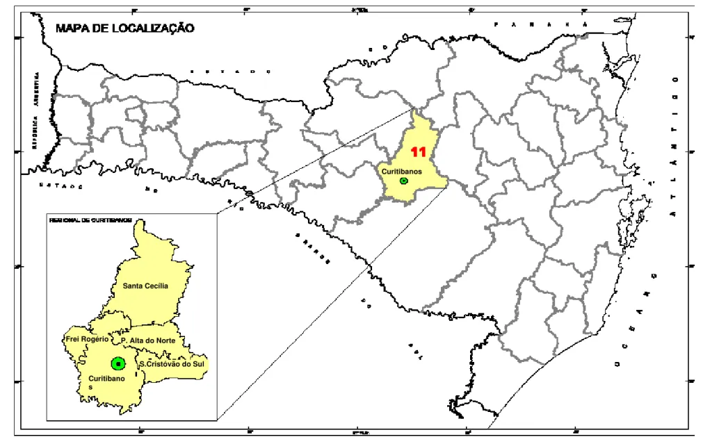 Ilustração 3  –  Mapa de localização da Secretaria de Desenvolvimento Regional de Curitibanos 