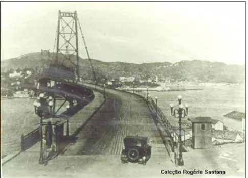 Figura 8 – Ponte Hercílio Luz, década de 1930. Fonte: Edson da Silva. Fotos históricas da Ilha