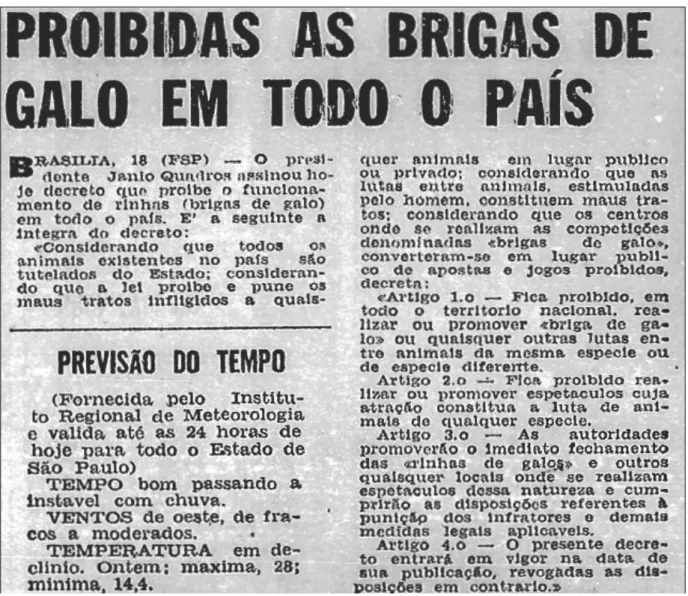 Figura 6 – Jornal A Folha de S. Paulo, Sexta-feira, 19 de maio de 1961. Ano XL. Nº 11.664