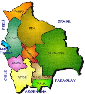 Gráfico 1  –  Local de origem por região na Bolívia 