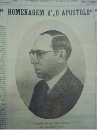 Figura 9: Homenagem a Nereu Ramos na primeira página de O Apóstolo em 1940.