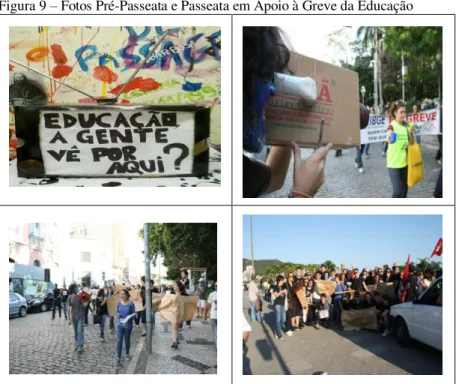 Figura 9 – Fotos Pré-Passeata e Passeata em Apoio à Greve da Educação 