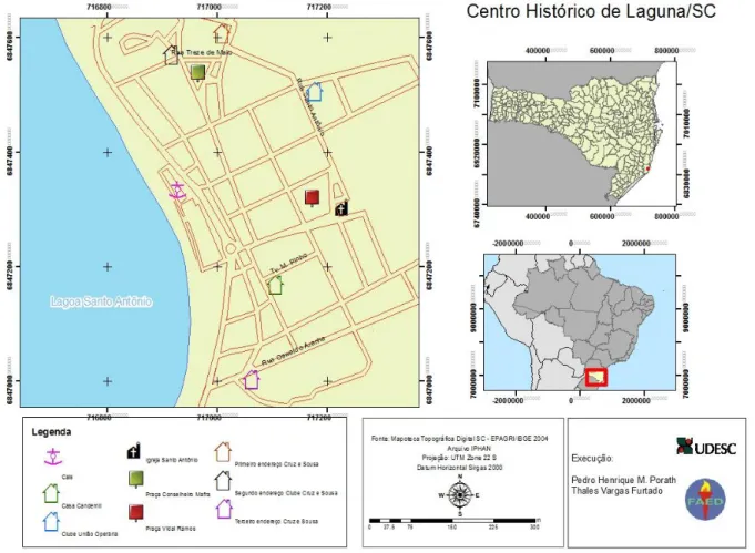 Figura 1 - Mapa do Centro Histórico de Laguna - 1900 a 1950. 