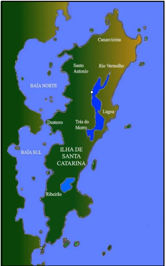 Figura 3. Mapa da Ilha de Santa Catarina com suas freguesias do século XIX. 