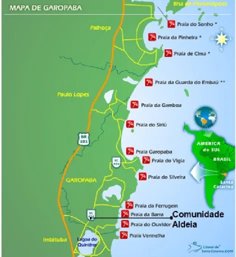 FIGURA 6 – Mapa de localização da Comunidade Aldeia, em Garopaba 