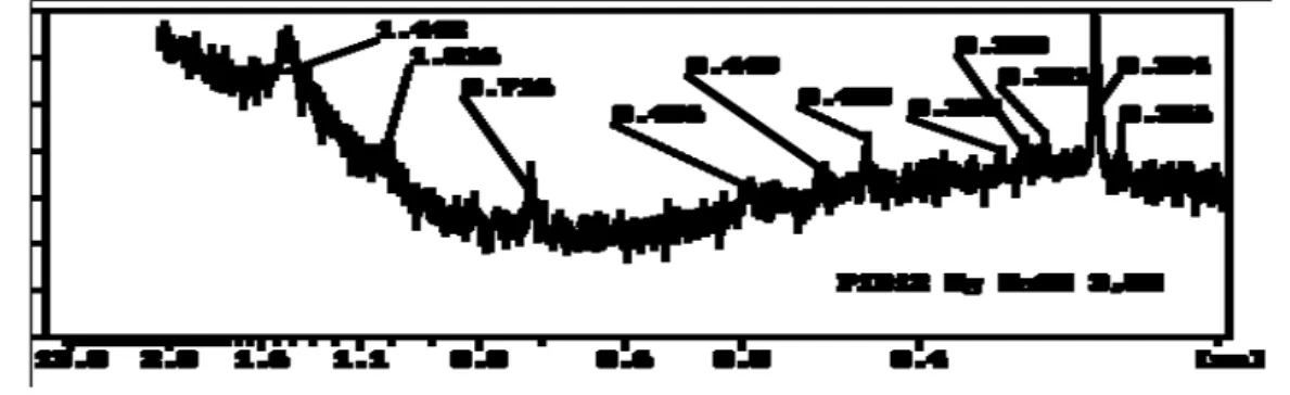 Figura 08 - Difratograma do horizonte Bi2 do perfil 1, tratamento com NaOH 3,5M e posterior saturação com  magnésio