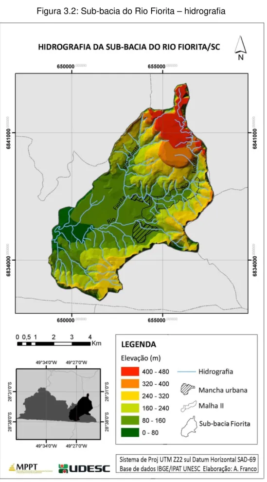 Figura 3.2: Sub-bacia do Rio Fiorita – hidrografia 