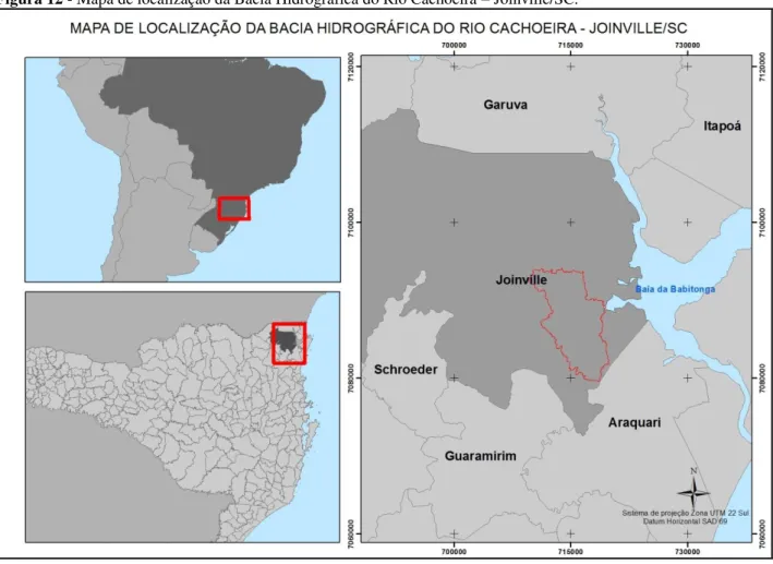 Figura 12 - Mapa de localização da Bacia Hidrográfica do Rio Cachoeira  –  Joinville/SC