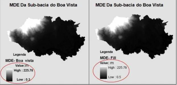 Figura 21: Remoção de depressões espúrias do MDE da Sub-Bacia do Boa Vista, área de estudo