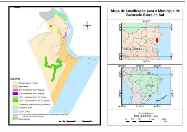 Ilustração 1 – Localização de Balneário Barra do Sul  Fonte: Balneário Barra do Sul, 2007; Dal Santo, 2009