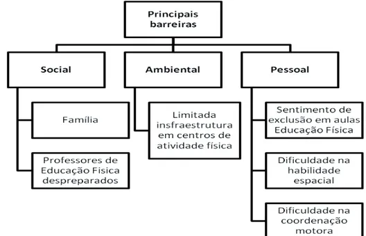 Figura 2 - Barreiras percebidas por pessoas com cegueira congênita para a atividade física.