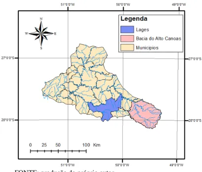 Figura 20 - Localização da estação meteorológica de Lages (EPAGRI) em  relação a bacia de estudo 