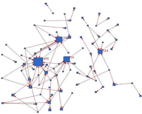 Figura 10: Rede de confiança- Centralidade de grau de entrada  Fonte: A própria autora 