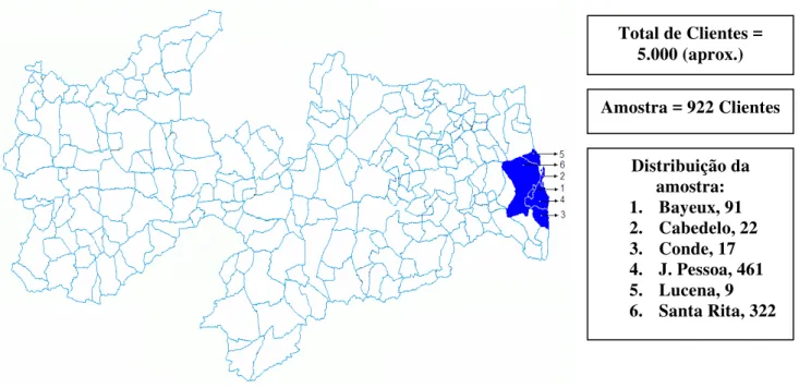 Figura 02 – Distribuição dos clientes pesquisados entre os municípios.  