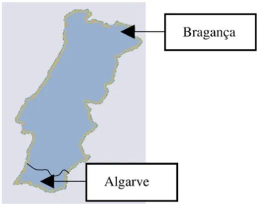 Fig. 1. Map of Portugal indicating the Algarve and Bragança regions.