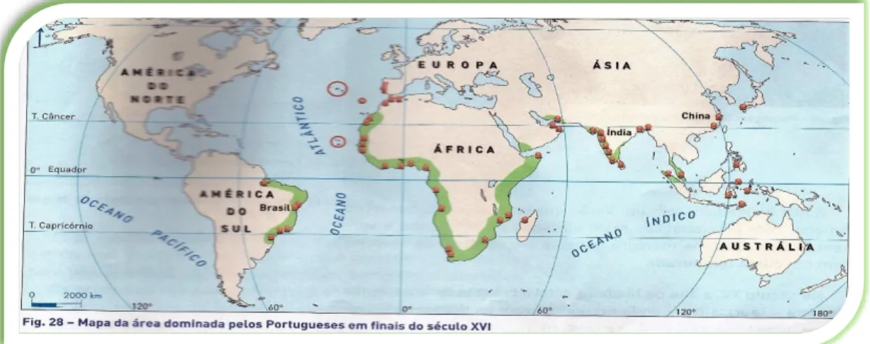 Figura 13:  Mapa da área dominada pelos portugueses nos finais do século XVI 