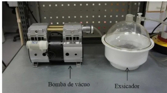 Figura 22.Bomba de vácuo e exsicador utlizada para retirar bolhas de ar do PDMS [9].