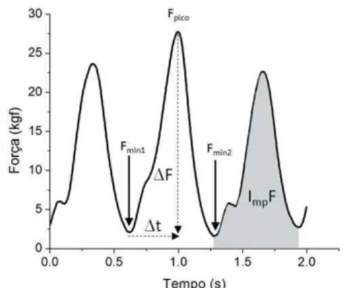 FIGURA 3 - Representação dos pontos de referência utilizados na análise da curva força-tempo.