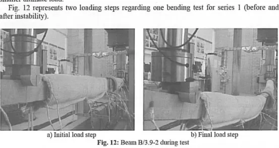 Fig.  12  represeuts  two  loadiug  steps  regardillg  oue  bending  tesl  for  series  1 (before  alld  afler instability)