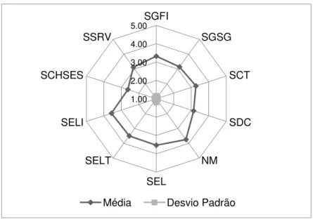 Figura 4: Resumo da média global e desvio padrão global das dimensões 