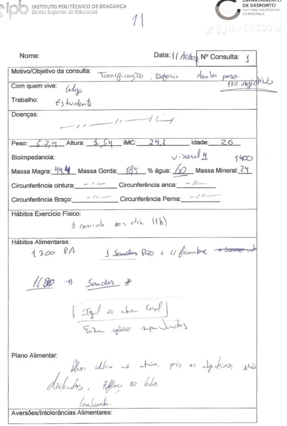 Figura 46: Registo da consulta de nutrição do cliente 11. 