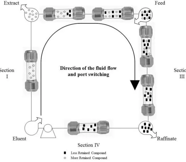 Figure 2.4. Diagram of a Simulated Moving Bed. 